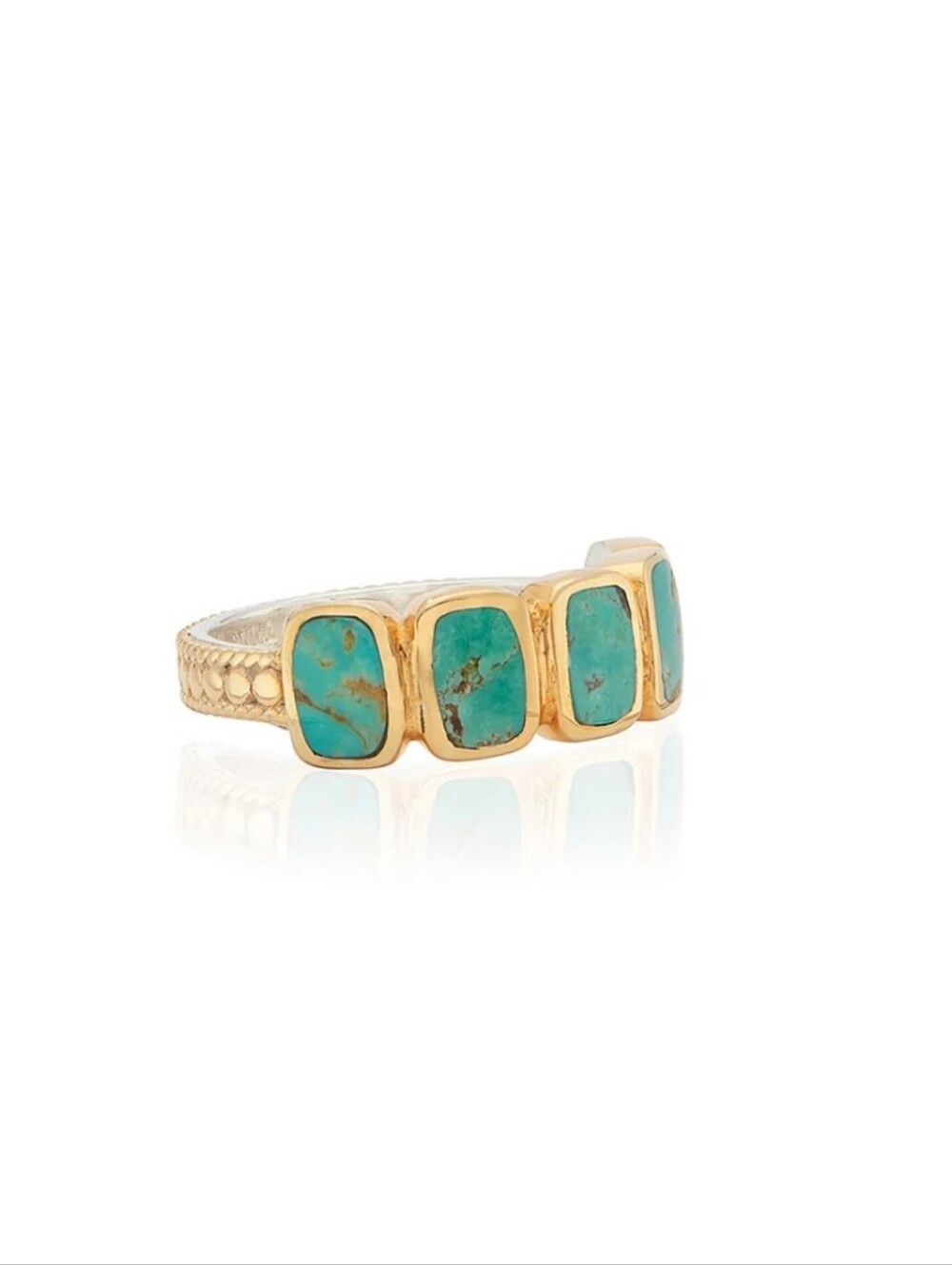 Anna Beck Turquoise Multi-Cushion Ring 18K Gold Plated - Picture 6 of 7
